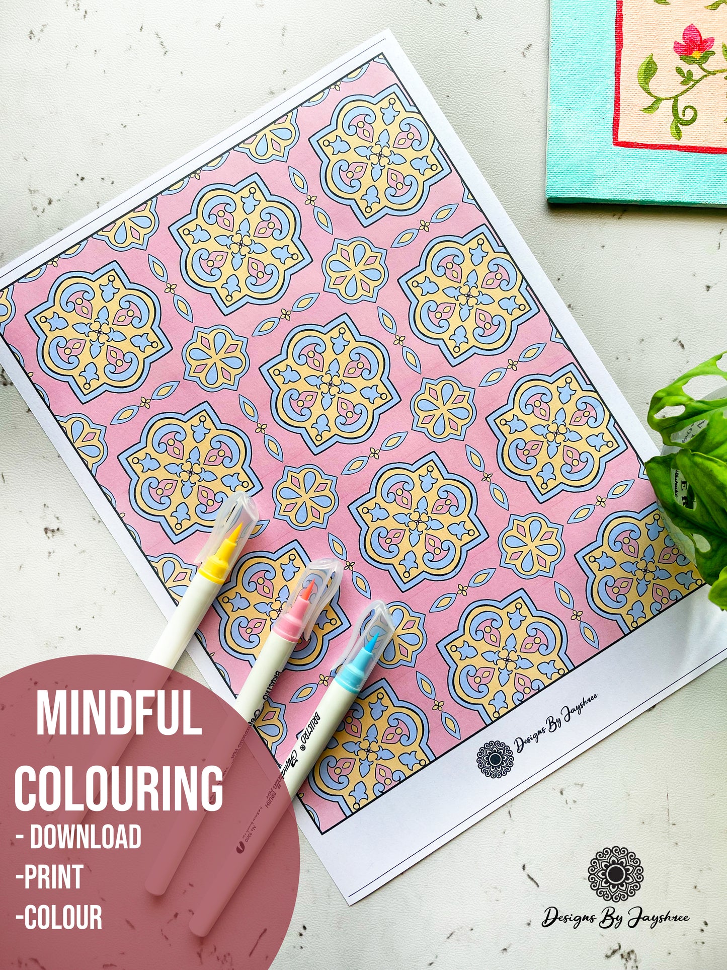 Mandala - Tile - Tracing & Colouring Pages