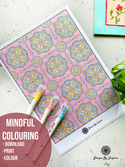 Mandala - Tile - Tracing & Colouring Pages