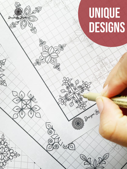 Indian Mandala Motif Pattern Sheet 25 Designs