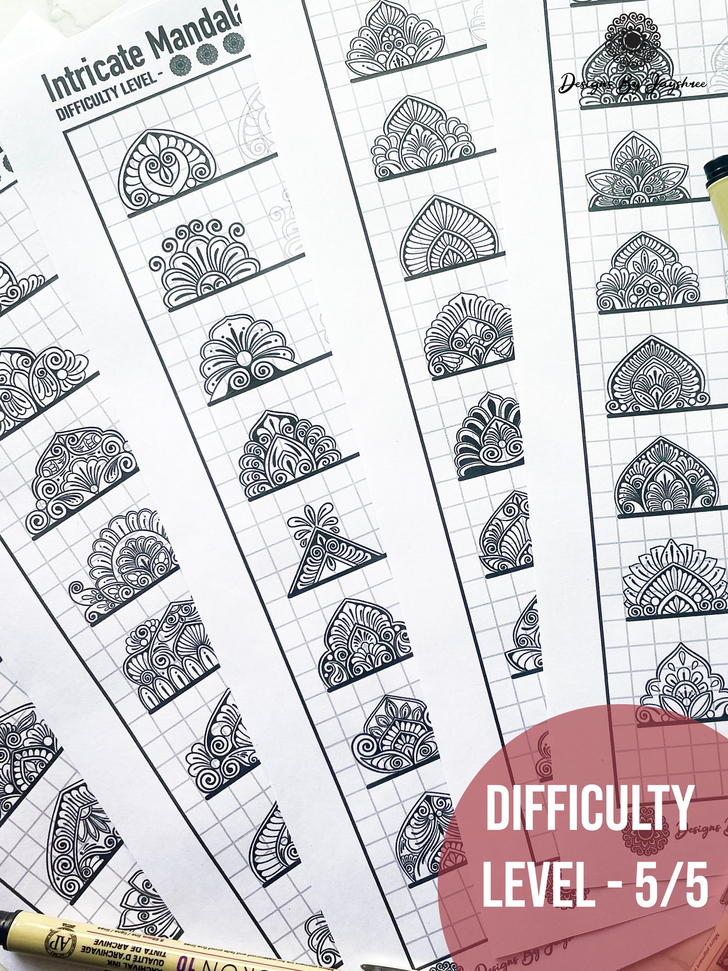 Intricate / Detailed Mandala Pattern Sheets - Set of 40 patterns - Digital Downloads