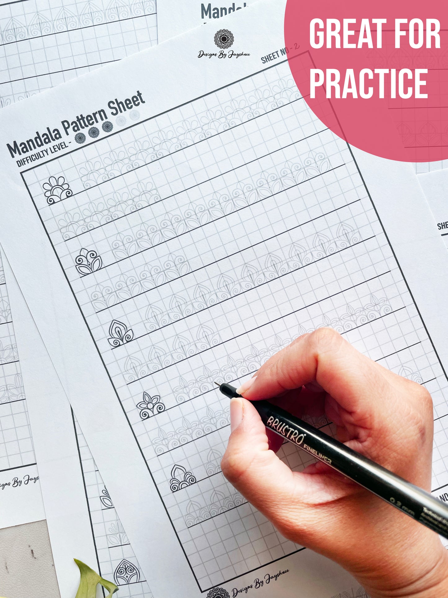 Beginners Mandala Pattern Sheets - Set 3 of 5 | Mandala Tracing Templates