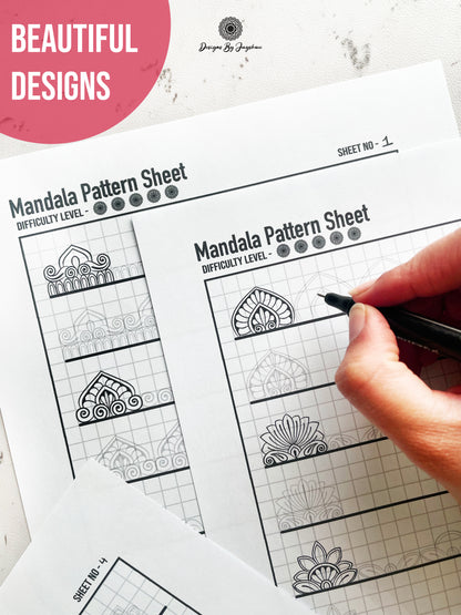 Beginners Mandala Pattern Sheets - Set 5 of 5 | Mandala Tracing Templates