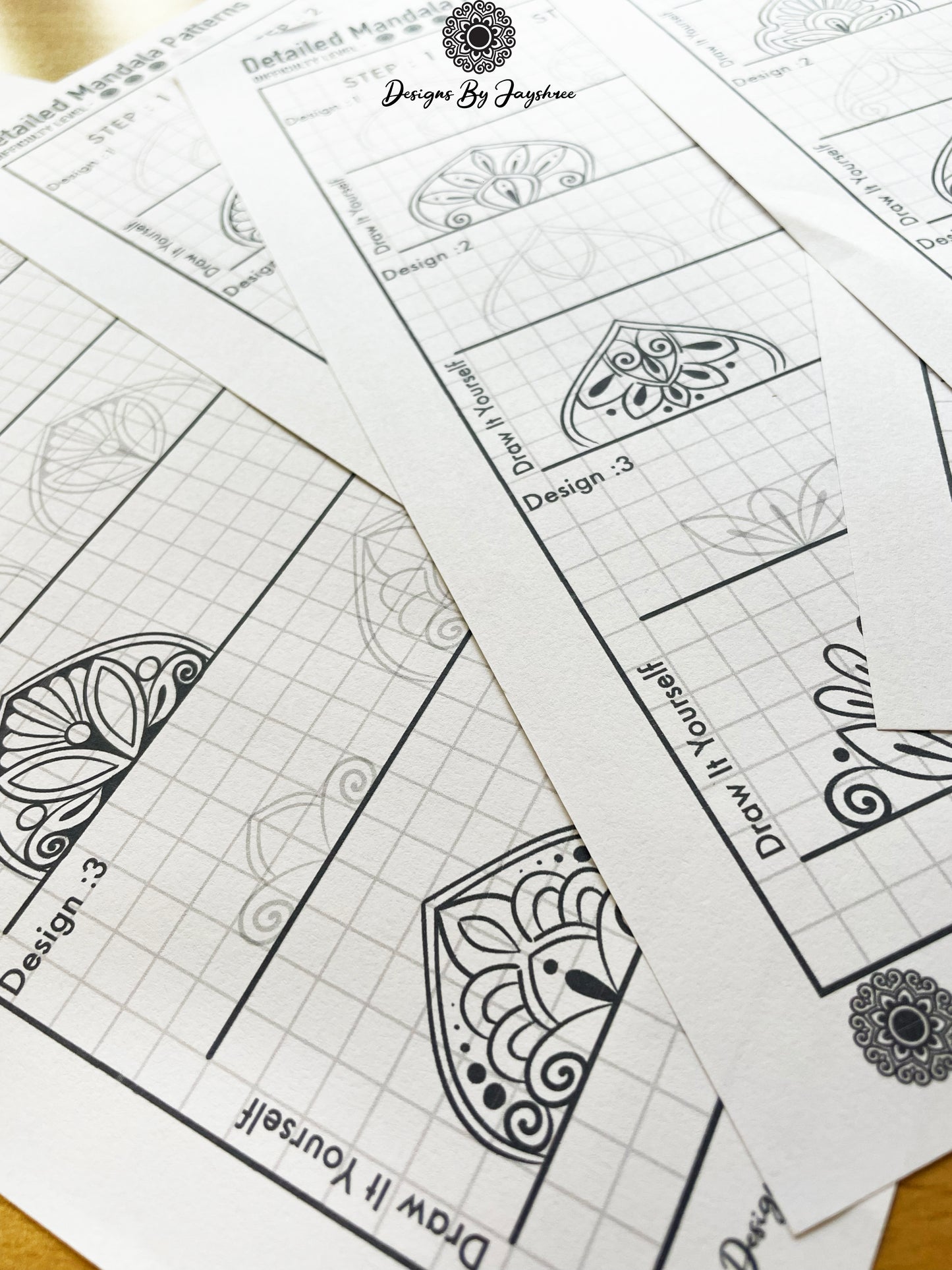 3 Step Detailed Mandala Pattern Sheets - Set of 15 Designs