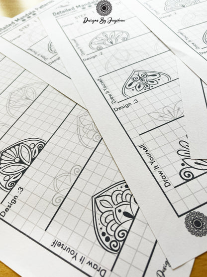 3 Step Detailed Mandala Pattern Sheets - Set of 15 Designs