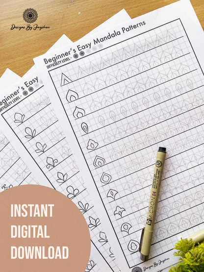 55 Beginners Mandala Patterns - Easy Mandala Pattern Tracing Sheets