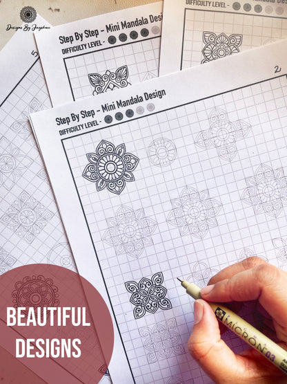 Step By Step - Mini Mandala Tracing Sheets - Beginner Friendly