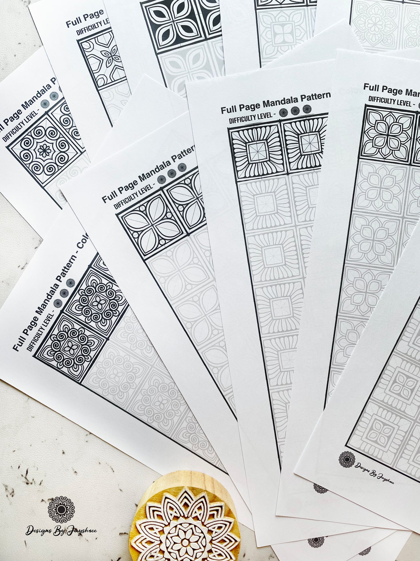 Mandala Full Page Set of 10 - Colouring & Tracing Pages #2