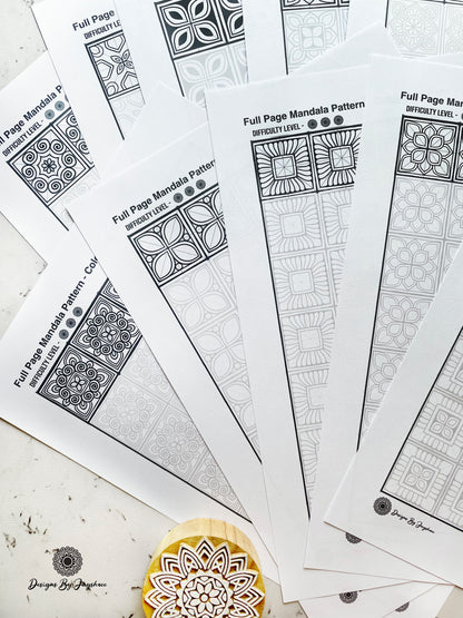 Mandala Full Page Set of 10 - Colouring & Tracing Pages #2