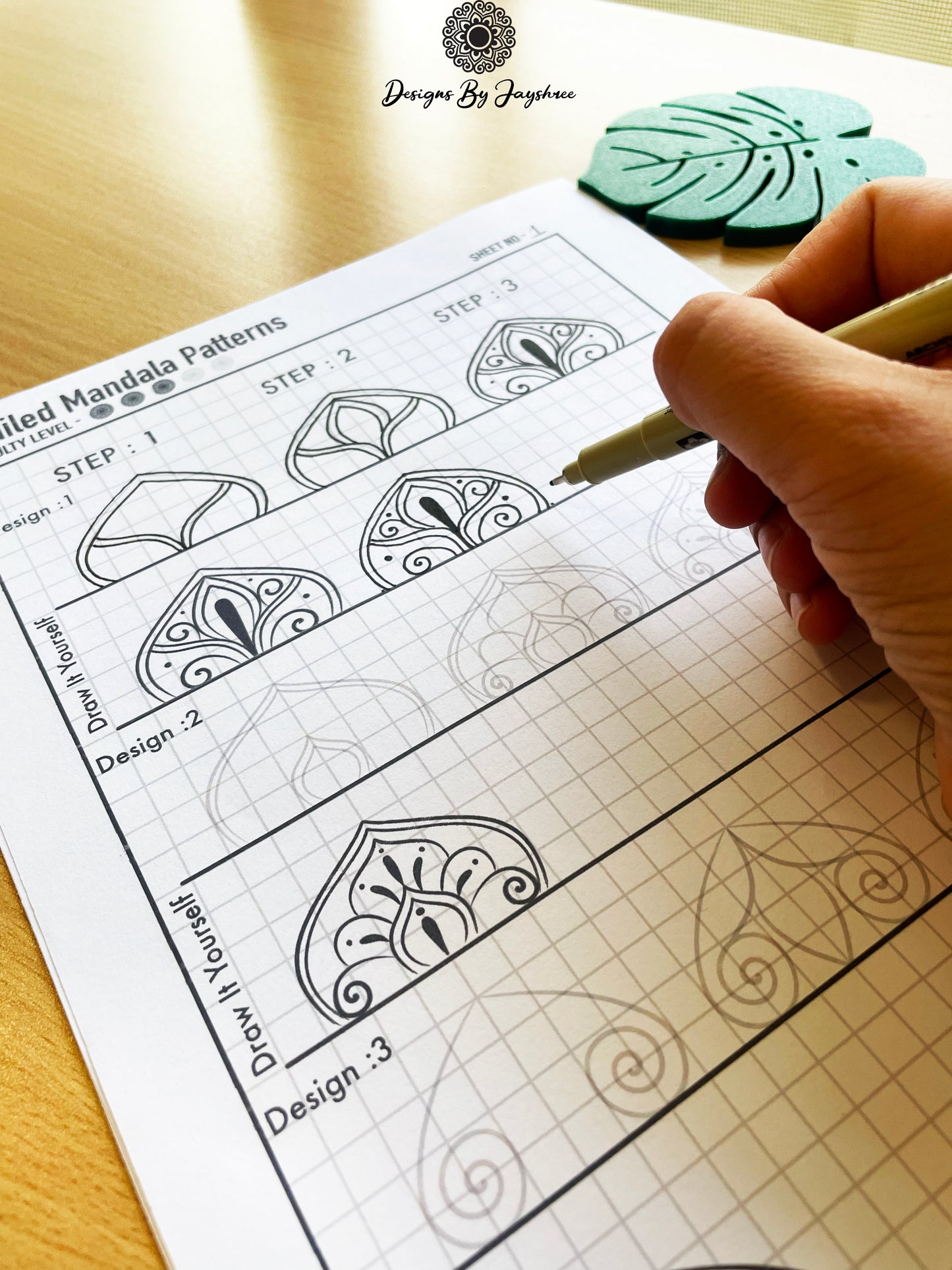 3 Step Detailed Mandala Pattern Sheets - Set of 15 Designs