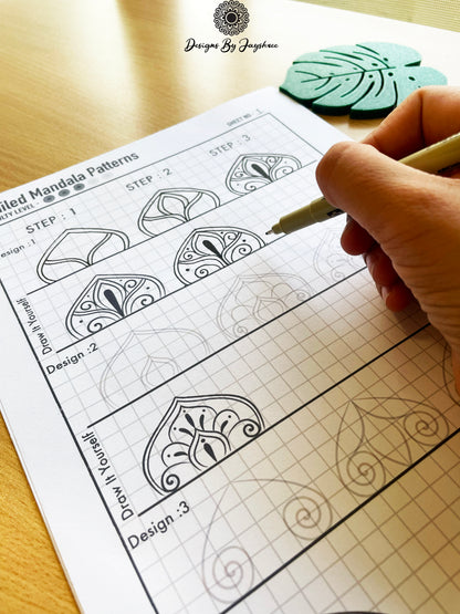 3 Step Detailed Mandala Pattern Sheets - Set of 15 Designs