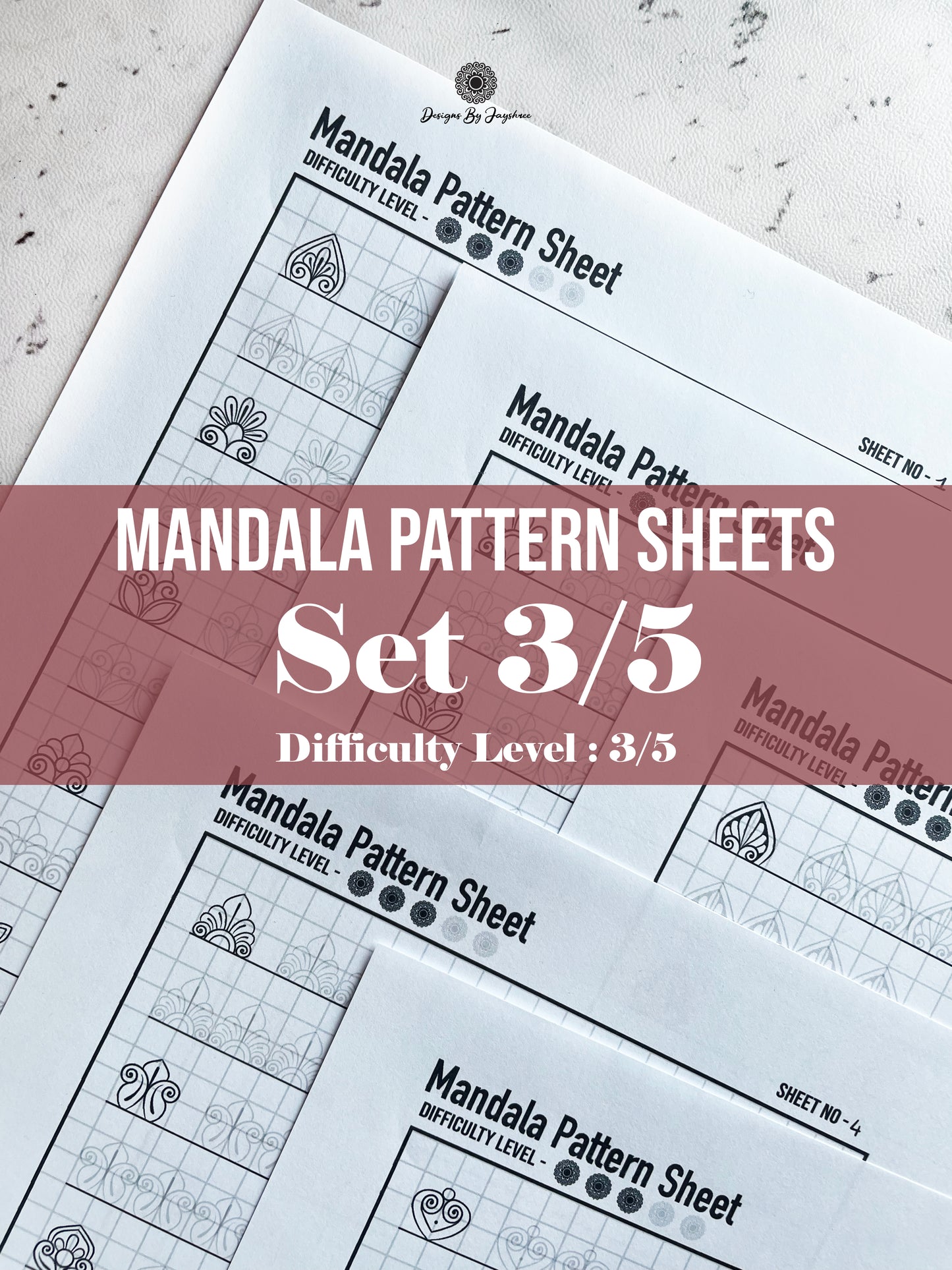 Beginners Mandala Pattern Sheets - Set 3 of 5 | Mandala Tracing Templates