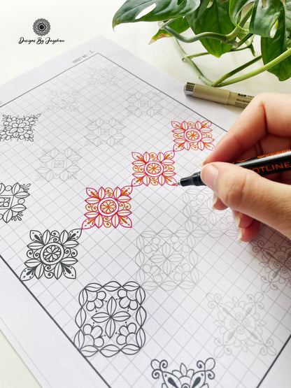 Indian Mandala Motif Pattern Sheet 25 Designs