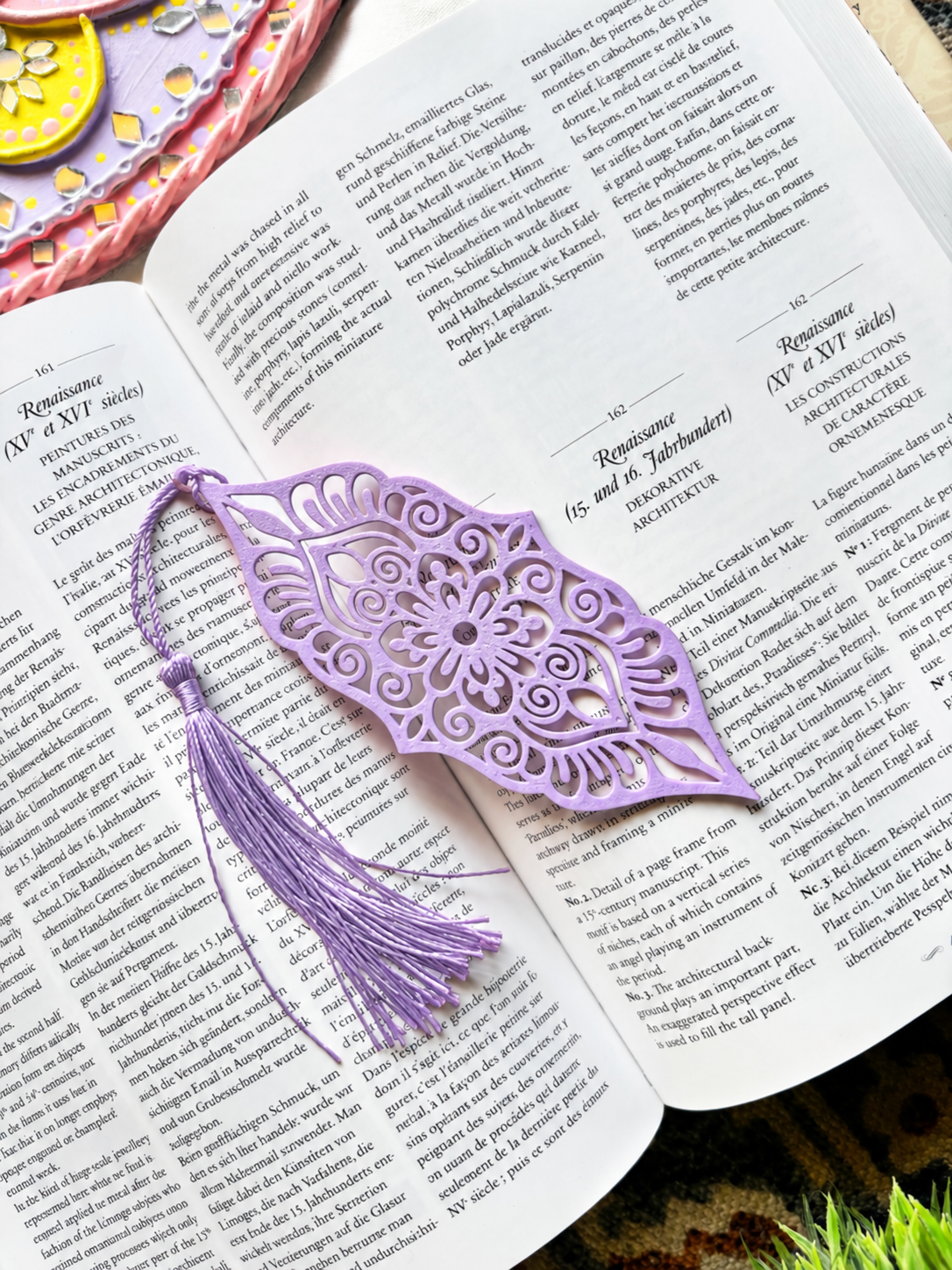 Lavender Gem - Mandala Motif Bookmark With Tassel
