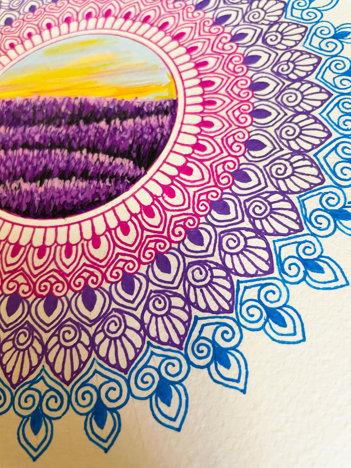 Lavender Field Mandala - Original Mixed Media Painting