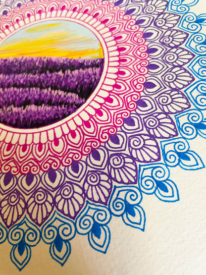 Lavender Field Mandala - Original Mixed Media Painting