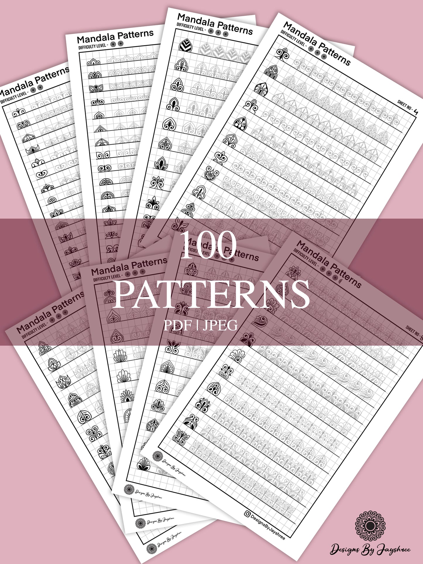 Mandala Pattern Sheets - 100 Patterns - Beginner Friendly