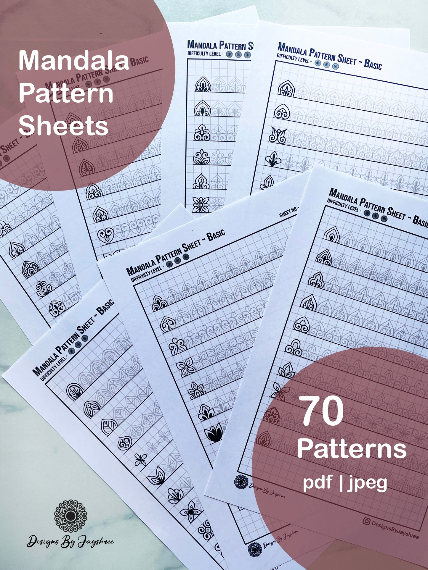 Mandala Pattern Sheets - Set of 70 patterns