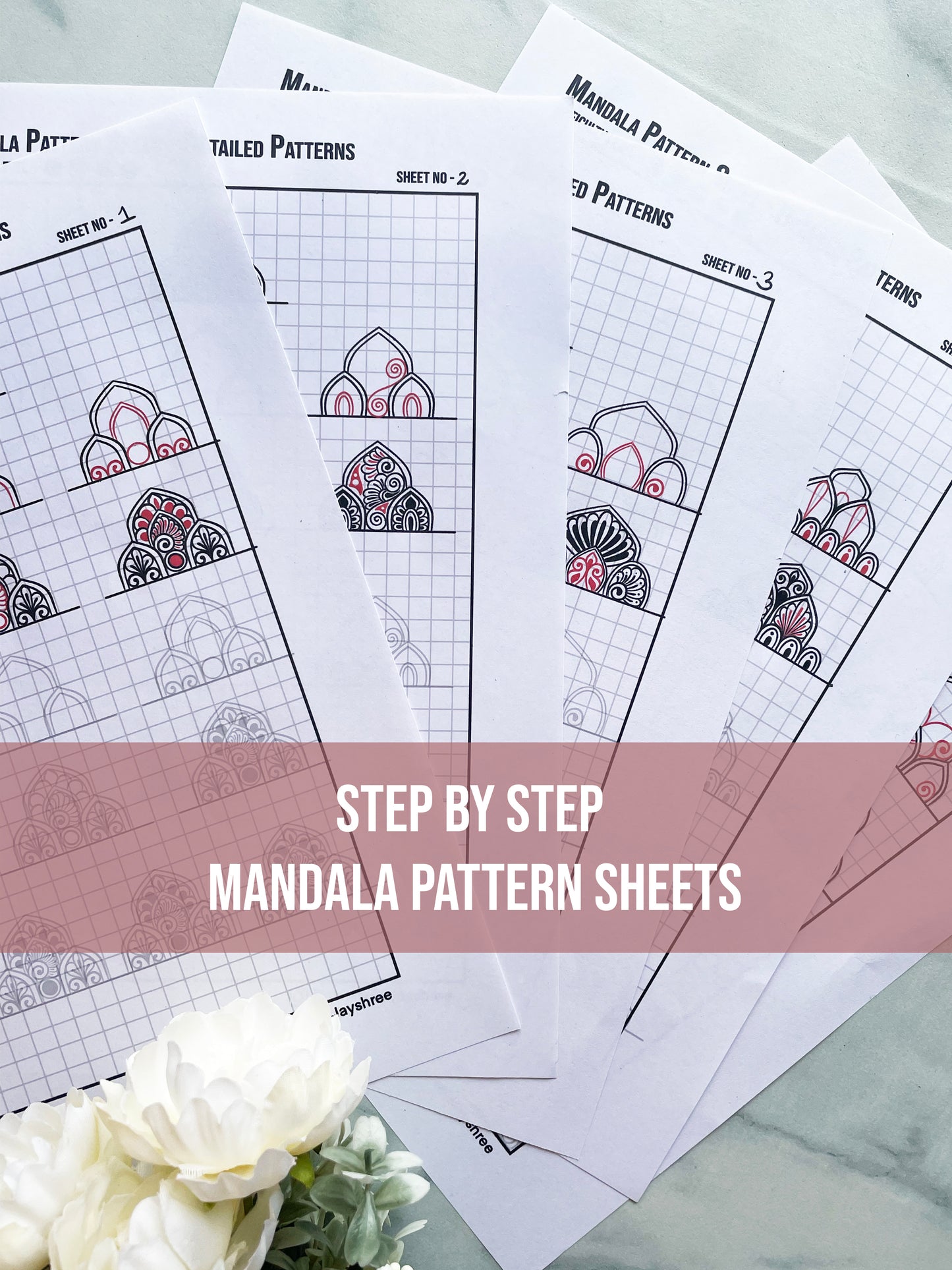 Step By Step - Assisted Mandala Pattern Sheets - Beginner Friendly