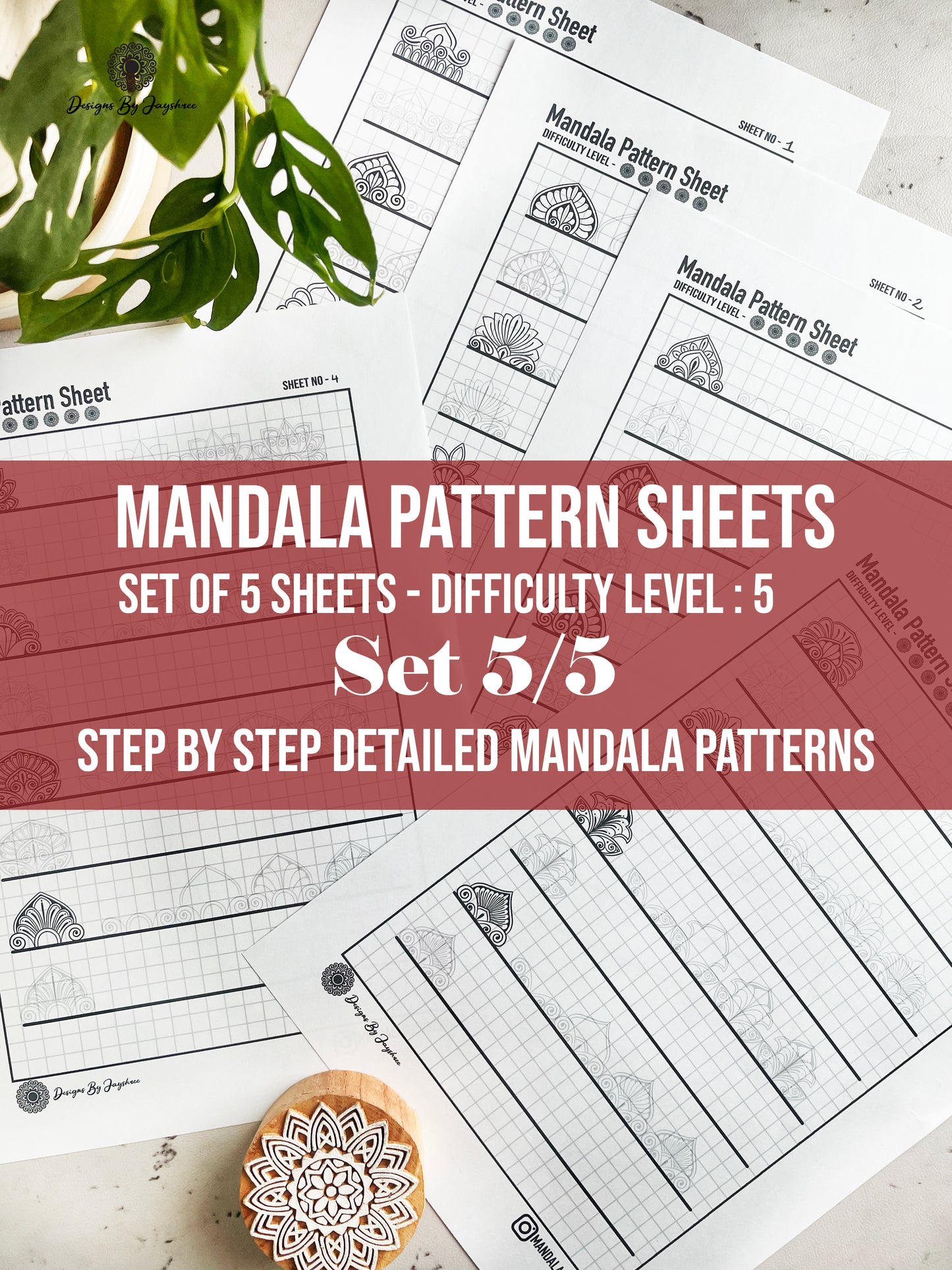 Beginners Mandala Pattern Sheets - Set 5 of 5 | Mandala Tracing Templates