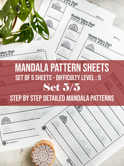Beginners Mandala Pattern Sheets - Set 5 of 5 | Mandala Tracing Templates