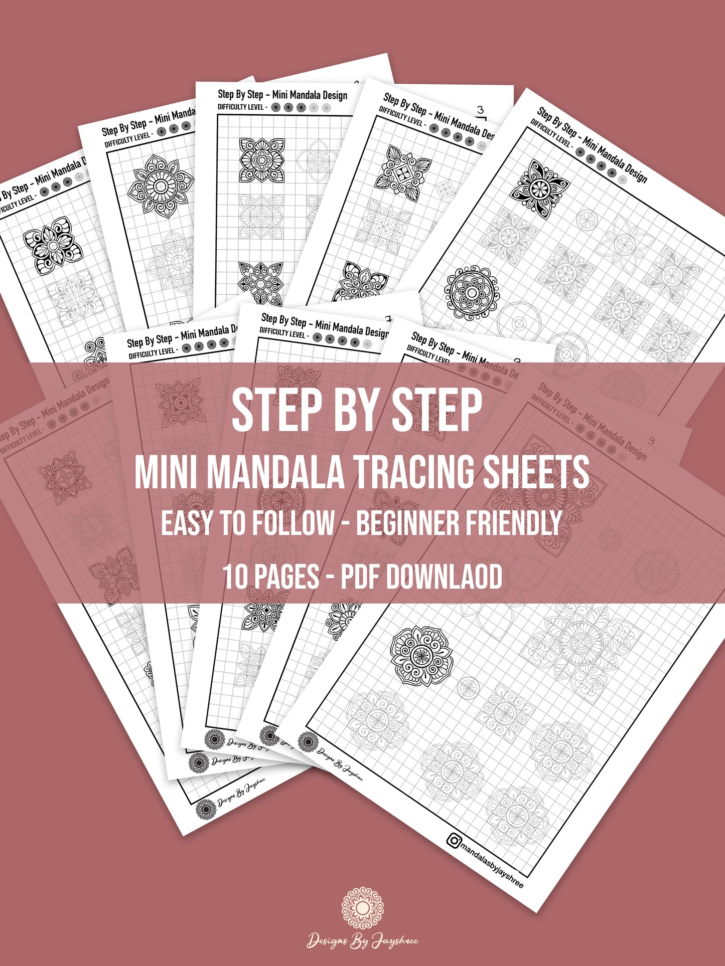 Step By Step - Mini Mandala Tracing Sheets - Beginner Friendly