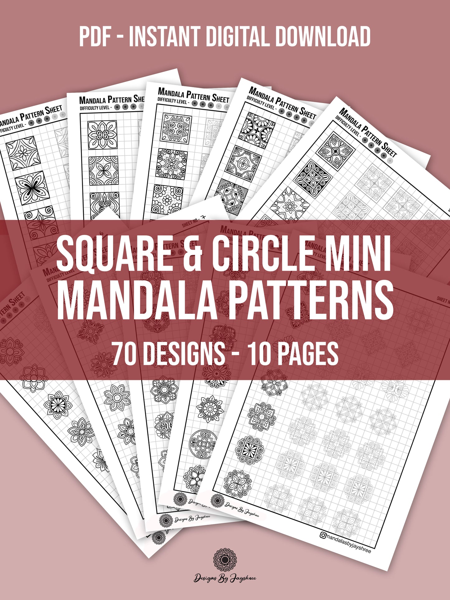 70 Square & Mini Circle Mandala / Zentangle Patterns