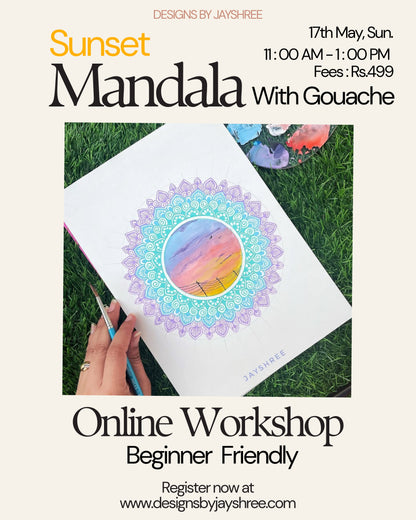 Recording Of Sunset Gouache Mandala Workshop - Beginner Friendly