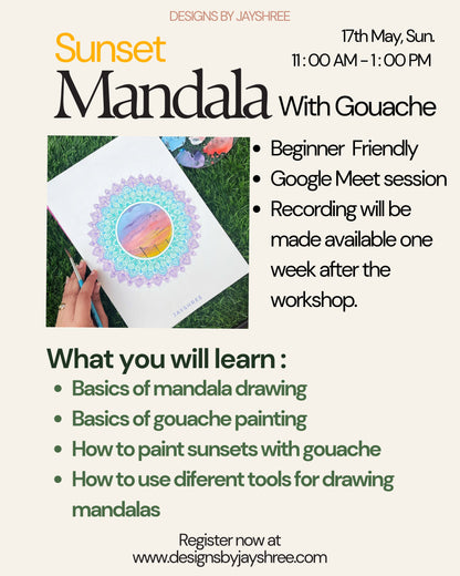 Recording Of Sunset Gouache Mandala Workshop - Beginner Friendly