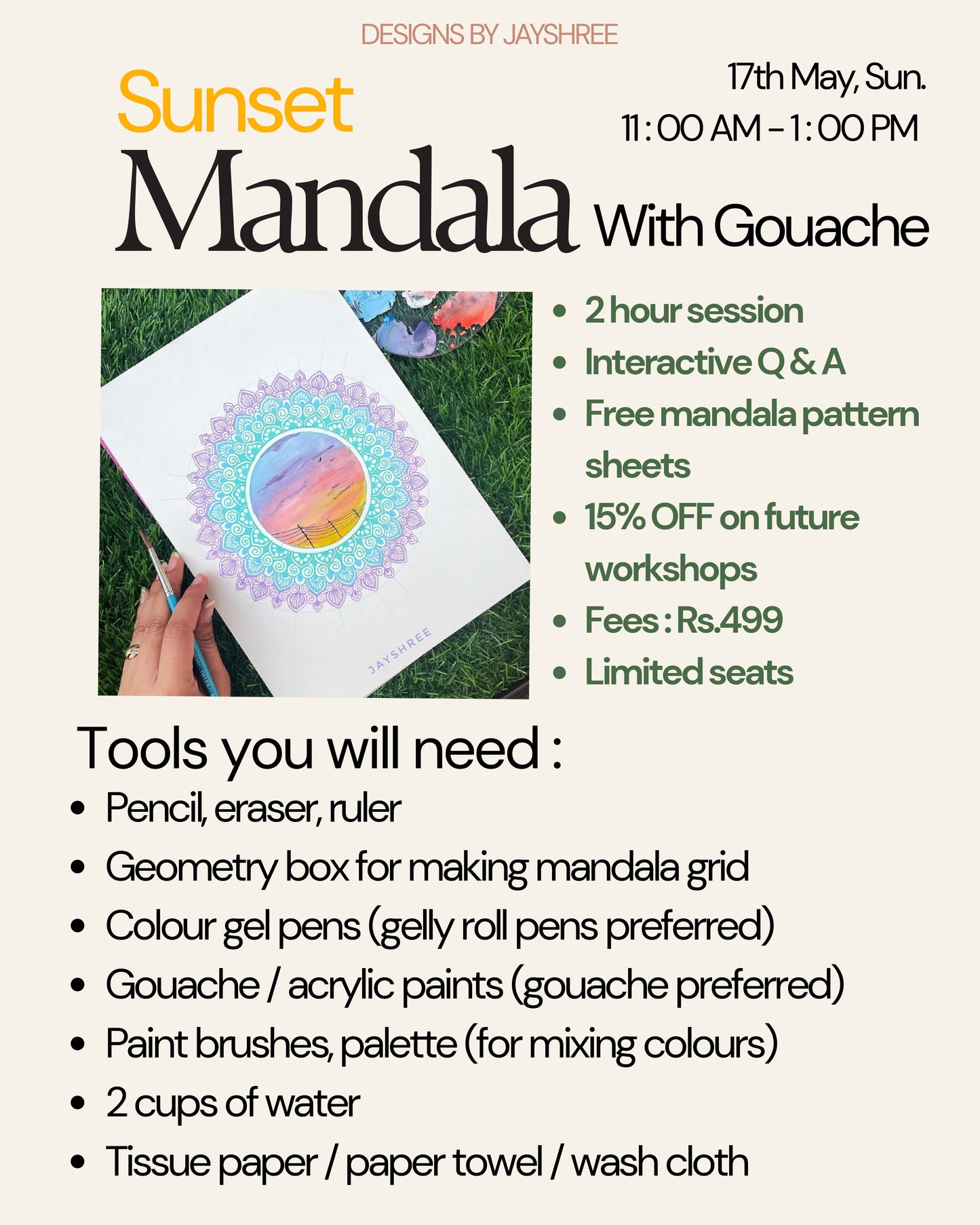 Sunset Gouache Mandala Workshop - Beginner Friendly