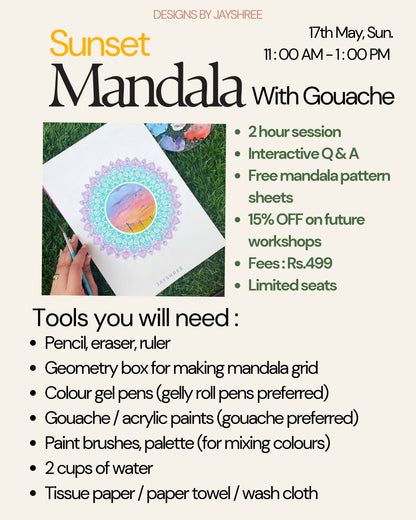Recording Of Sunset Gouache Mandala Workshop - Beginner Friendly
