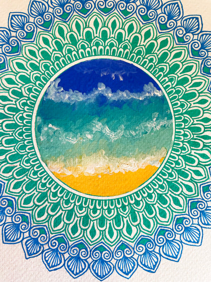 Ocean Mandala - Original Mixed Media Painting