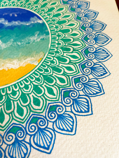 Ocean Mandala - Original Mixed Media Painting