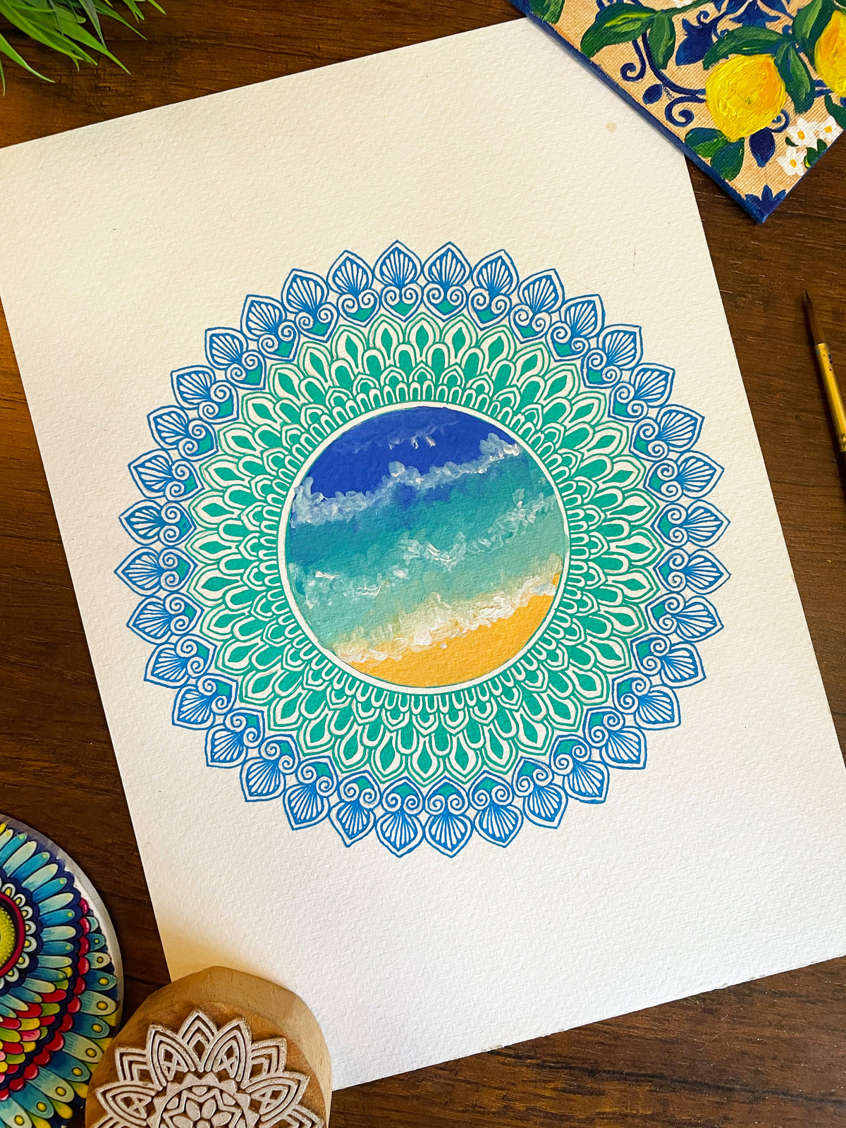 Ocean Mandala - Original Mixed Media Painting