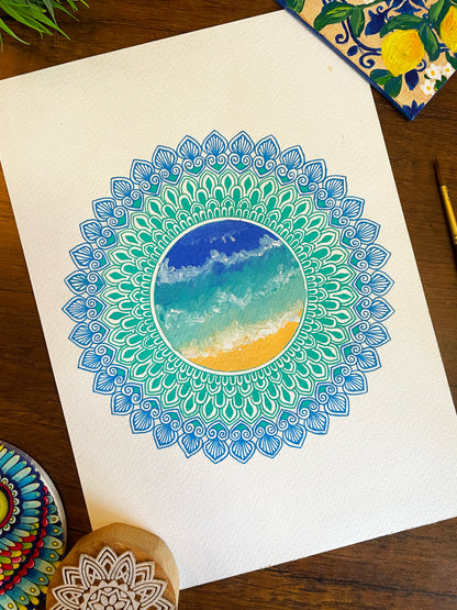 Ocean Mandala - Original Mixed Media Painting