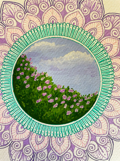 Rose Garden Mandala - Original Mixed Media Painting