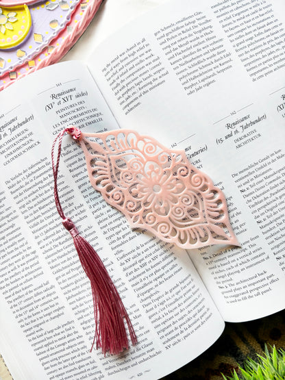 Rose Quartz - Aesthetic Motif Bookmark With Tassel