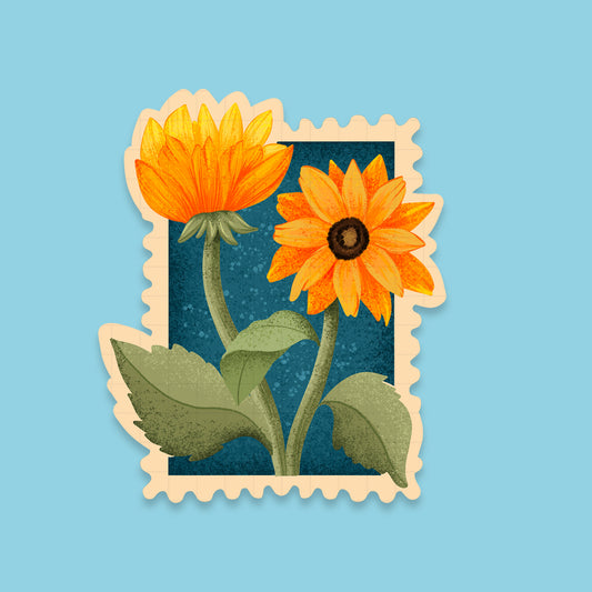 Sunflower Stamp - Laptop / Mobile Sticker