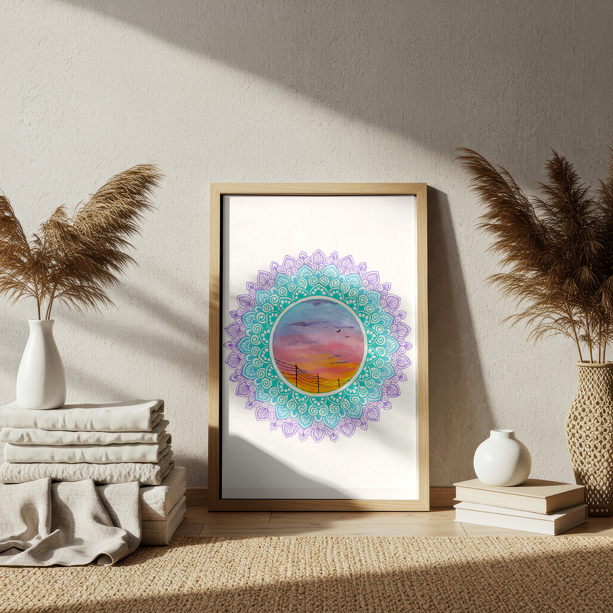 Winter Sunset Mandala - Signed Art Print / Poster