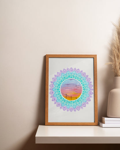 Winter Sunset Mandala - Signed Art Print / Poster