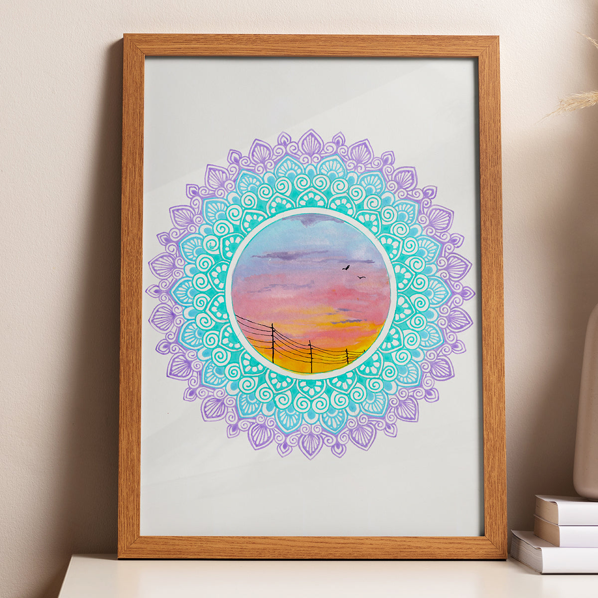 Winter Sunset Mandala - Signed Art Print / Poster
