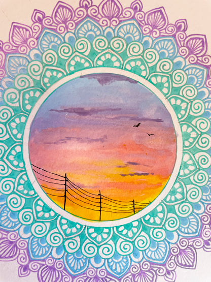 Sunset Mandala - Original Mixed Media Painting