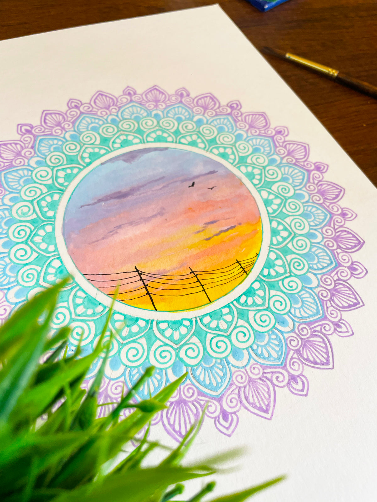 Sunset Mandala - Original Mixed Media Painting
