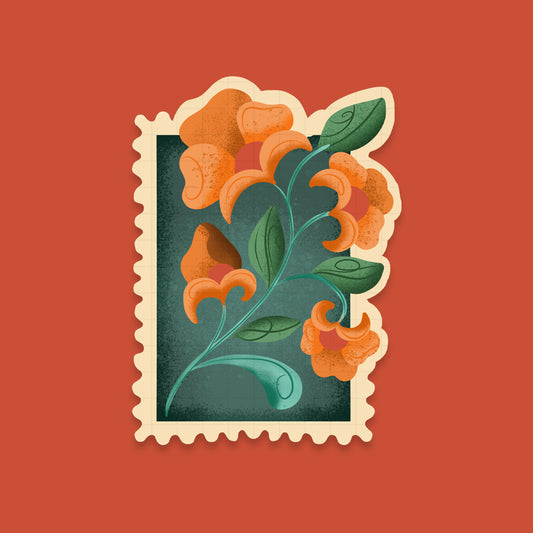 Tangerine Bloom Stamp - Laptop / Mobile Sticker