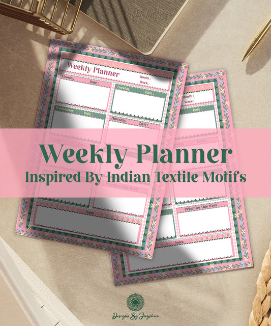 Weekly Planner – Handmade Indian Motif Printable & Instant Download Daily Schedule, Planner, Digital Planner, Digital Planner (Copy)