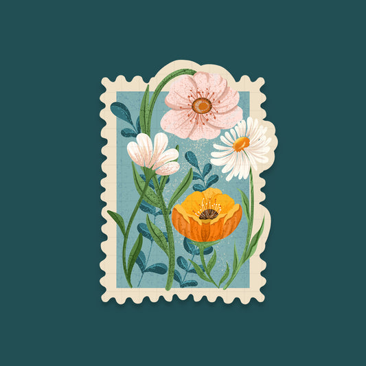 Wildflower Stamp - Laptop / Mobile Sticker