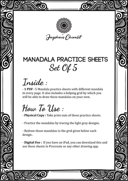 Mandala Practice Sheets - Set of 5