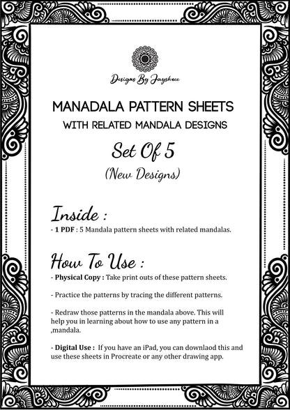 Step By Step - Mandala Drawing Template - Set of 5