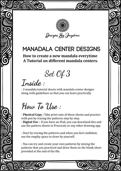 Mandala Center Ideas - Tracing Sheets - Set of 3