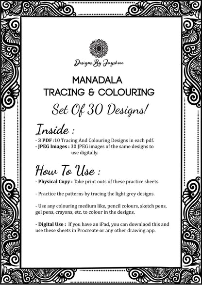 Mandala Tracing & Colouring - Full Pages