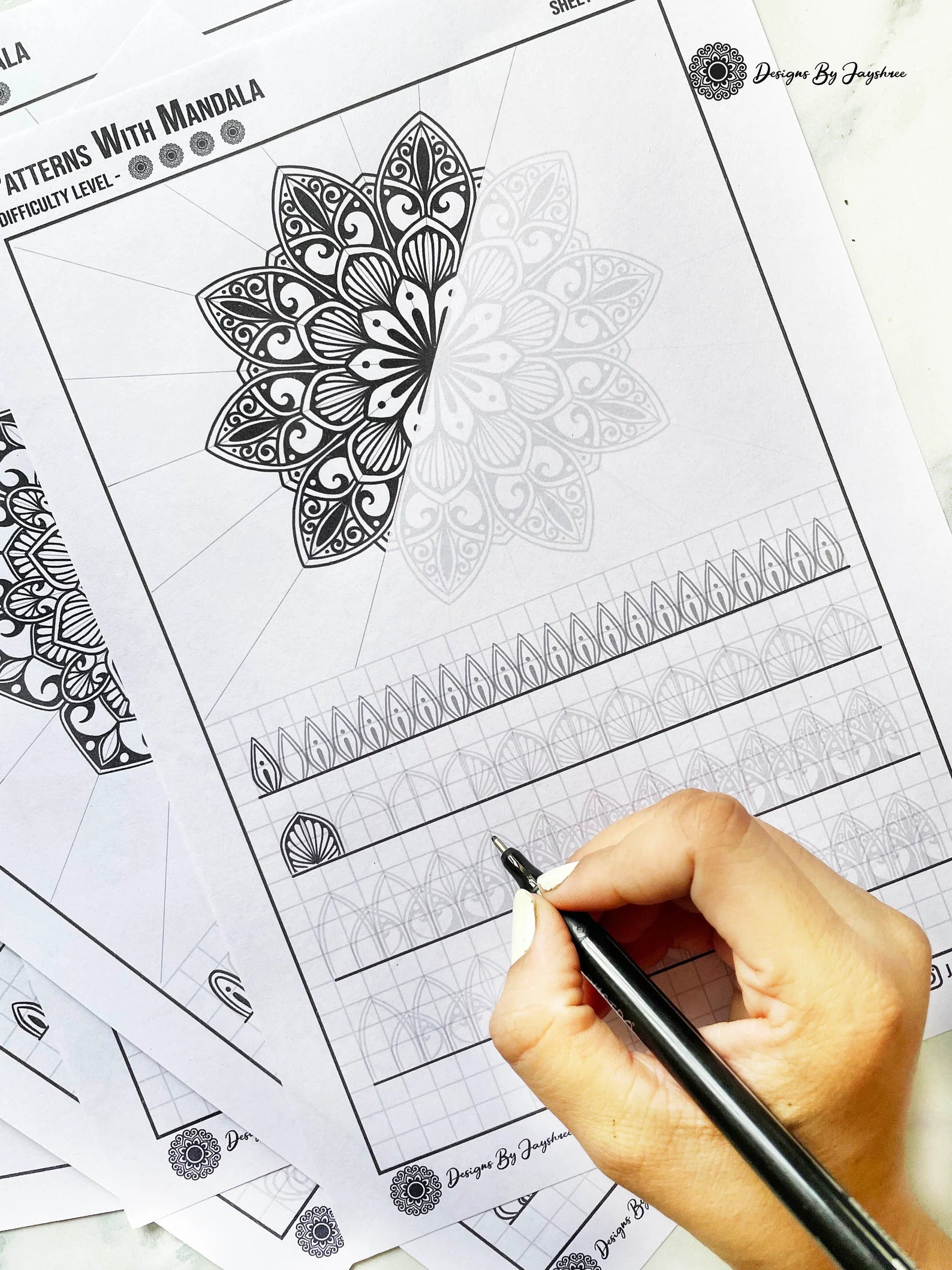 Mandala Pattern Sheet.pdf Mandala Tutorial Sheet With Patterns SET OF 5 – Designs By Jayshree